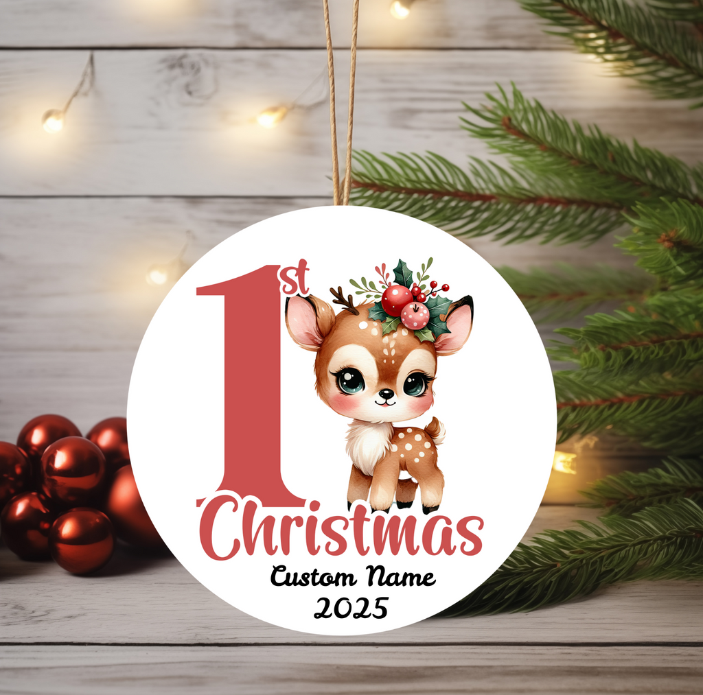 Fawn Baby’s First Christmas Ornament 2025 – Personalized Holiday Keepsake