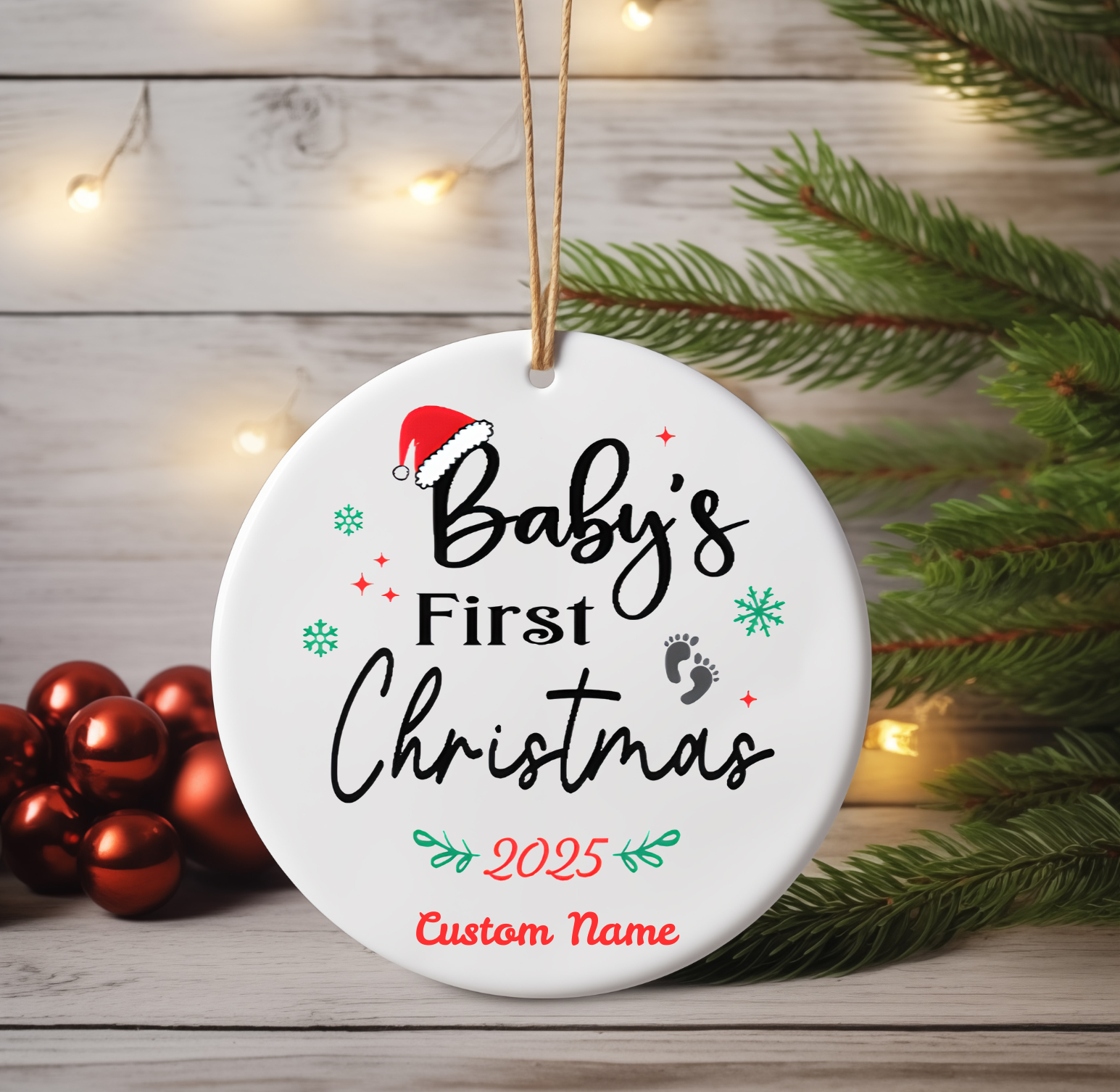 Baby’s 1st Christmas Ornament – Personalized Name Keepsake for New Parents