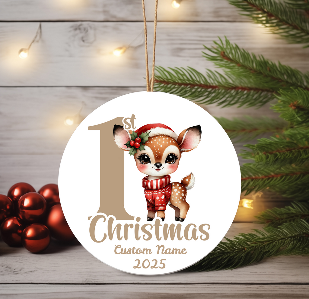 Fawn Baby’s First Christmas Ornament 2025 – Personalized Holiday Keepsake