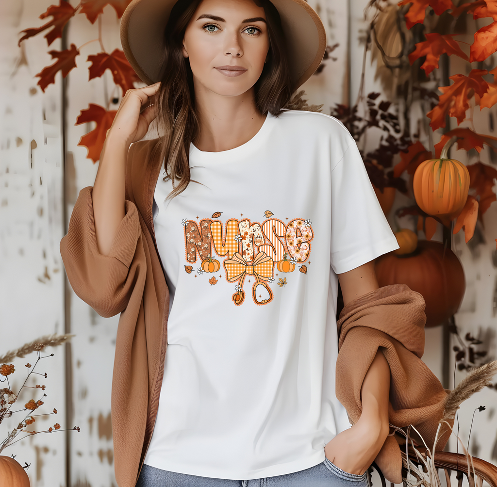 Fall Nurse T-Shirt | Autumn Vibes for Healthcare Heroes | Cozy Pumpkin Nurse Tee 🍂