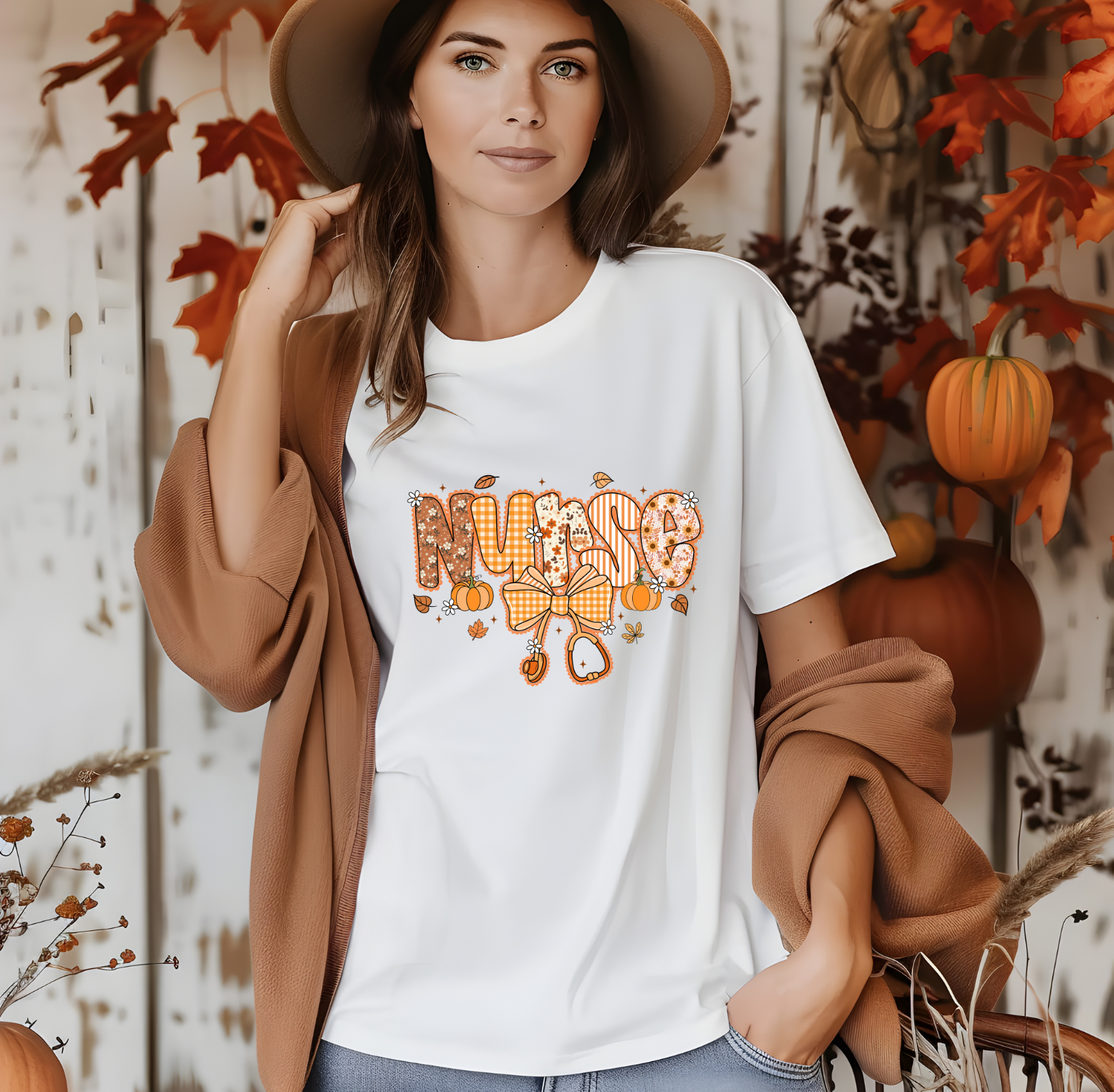 Fall Nurse T-Shirt | Autumn Vibes for Healthcare Heroes | Cozy Pumpkin Nurse Tee 🍂