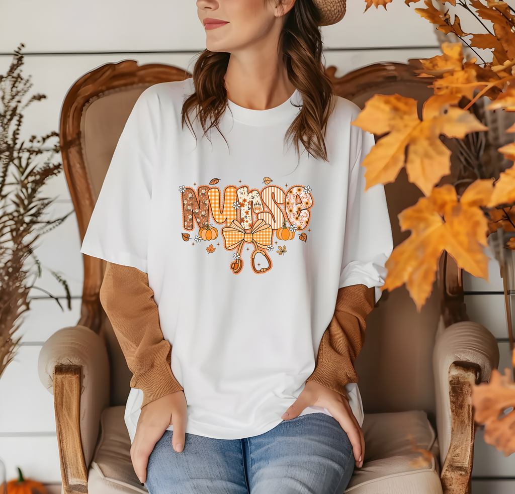 Fall Nurse T-Shirt | Autumn Vibes for Healthcare Heroes | Cozy Pumpkin Nurse Tee 🍂