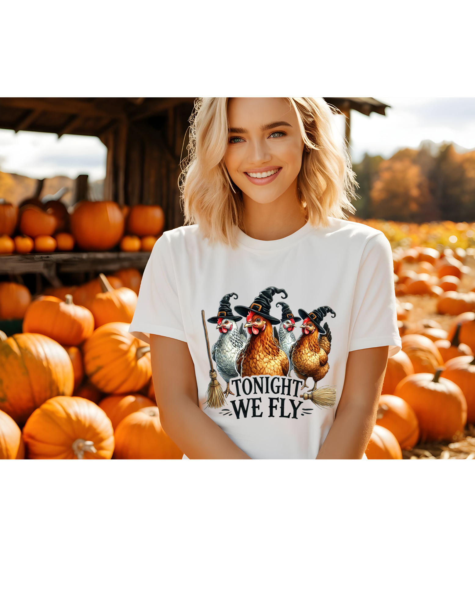 Tonight We Fly | Funny Halloween Chickens T-Shirt | Spooky Farmhouse Tee
