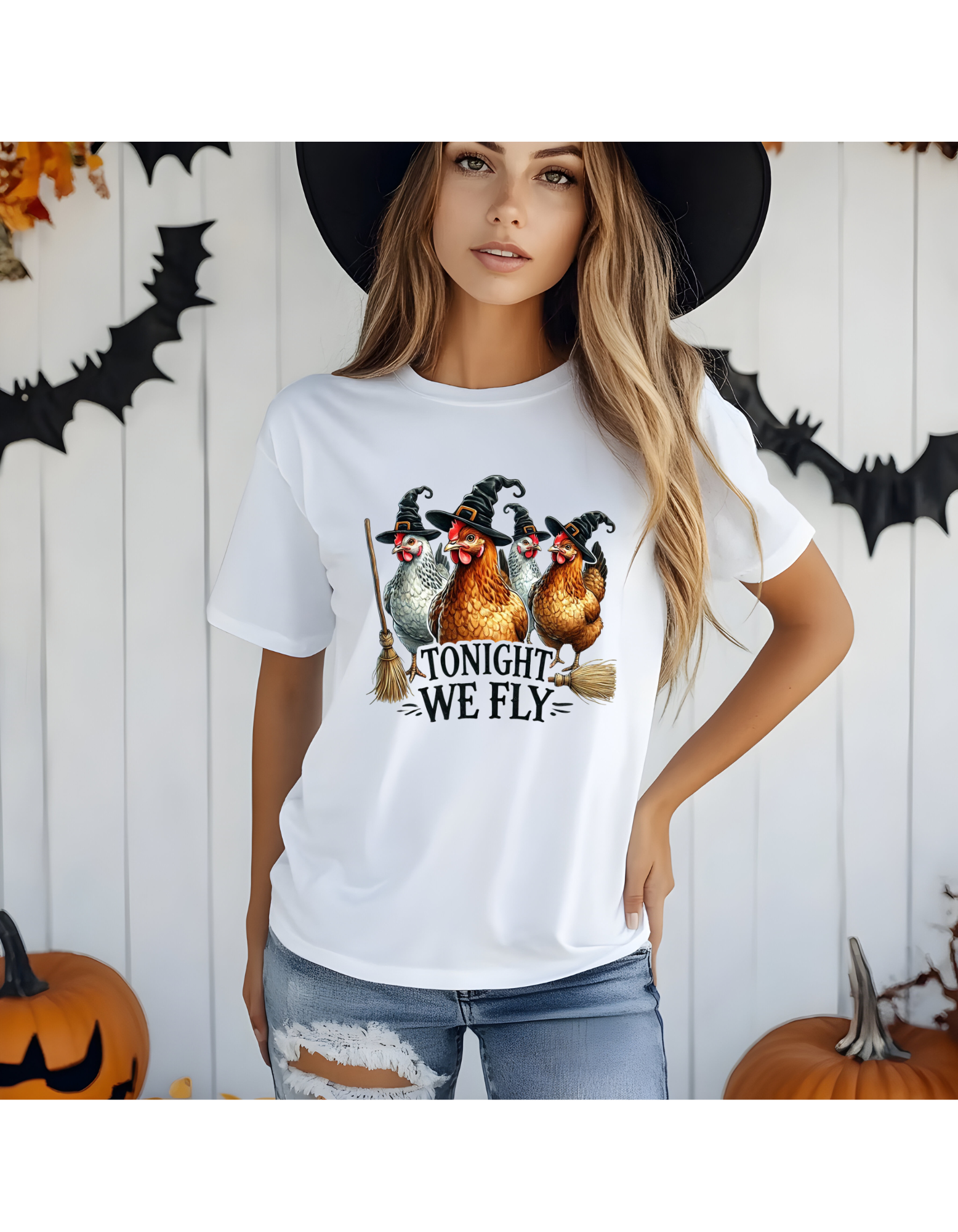 Tonight We Fly | Funny Halloween Chickens T-Shirt | Spooky Farmhouse Tee