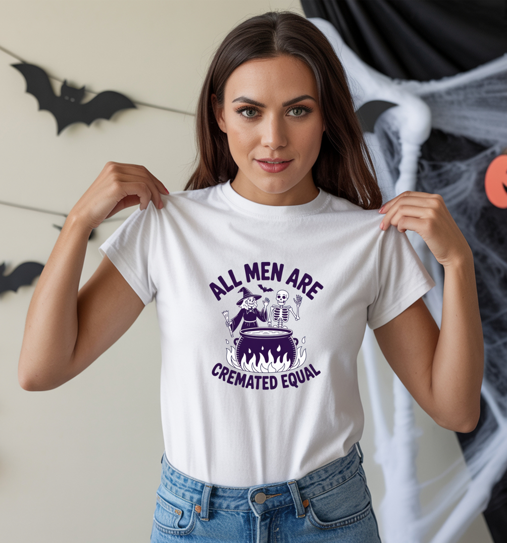 All Men Are Cremated Equally Halloween T-Shirt | Funny Spooky Tee