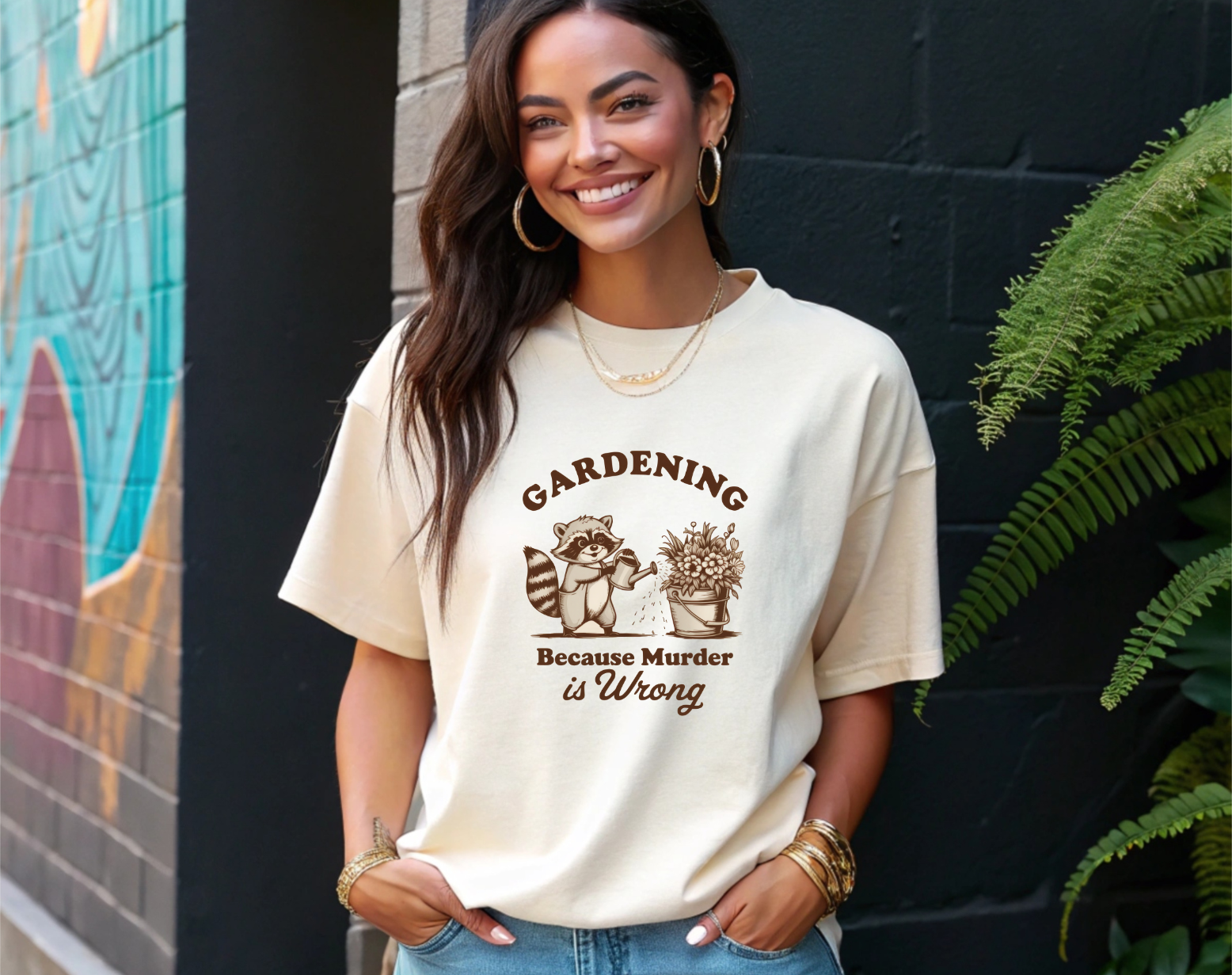 Gardening Because Murder Is Wrong T-Shirt | Funny Garden Lover Tee | Whimsical Plant Shirt