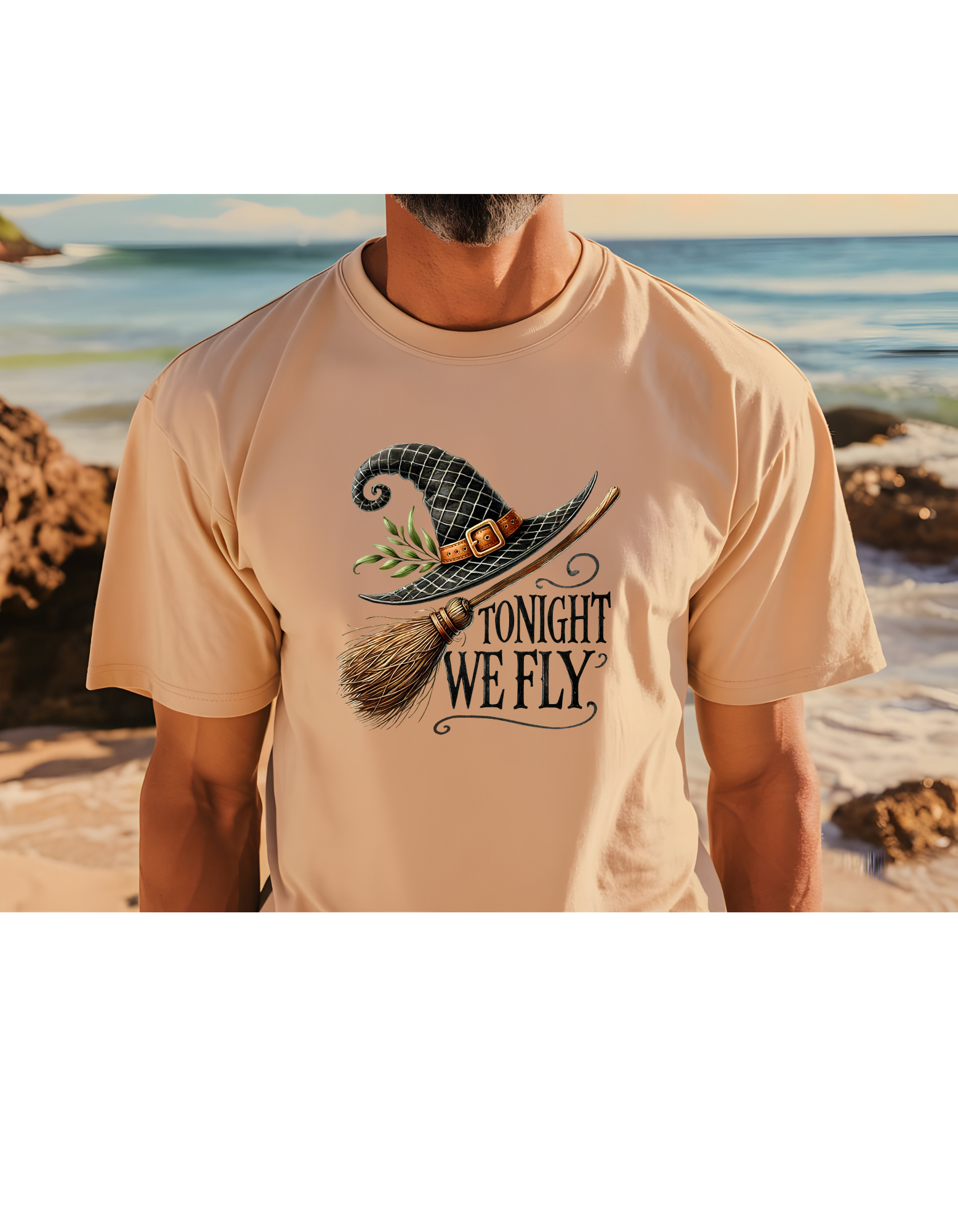 Tonight We Fly | Fun & Sassy Halloween T-Shirt | Witch Hat and Broom Graphic Tee