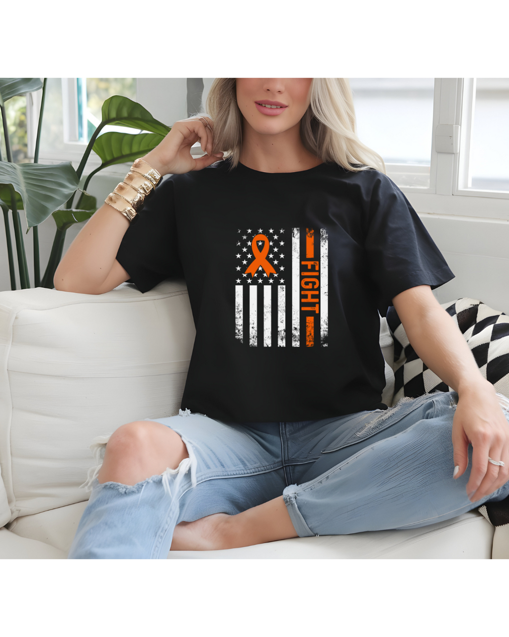 Leukemia Awareness T-Shirt | Support & Awareness Ribbon Tee | 1 Donated to the American Cancer Society