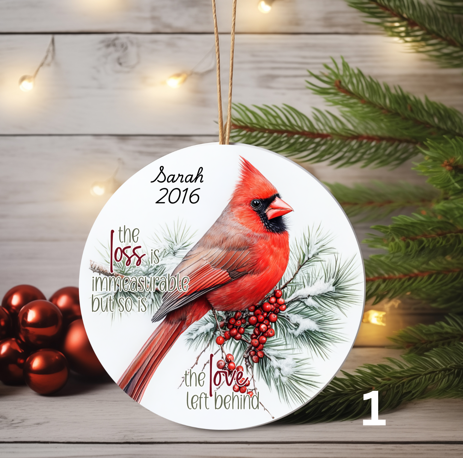 In Memory Cardinal Ornament – Personalized Remembrance Keepsake