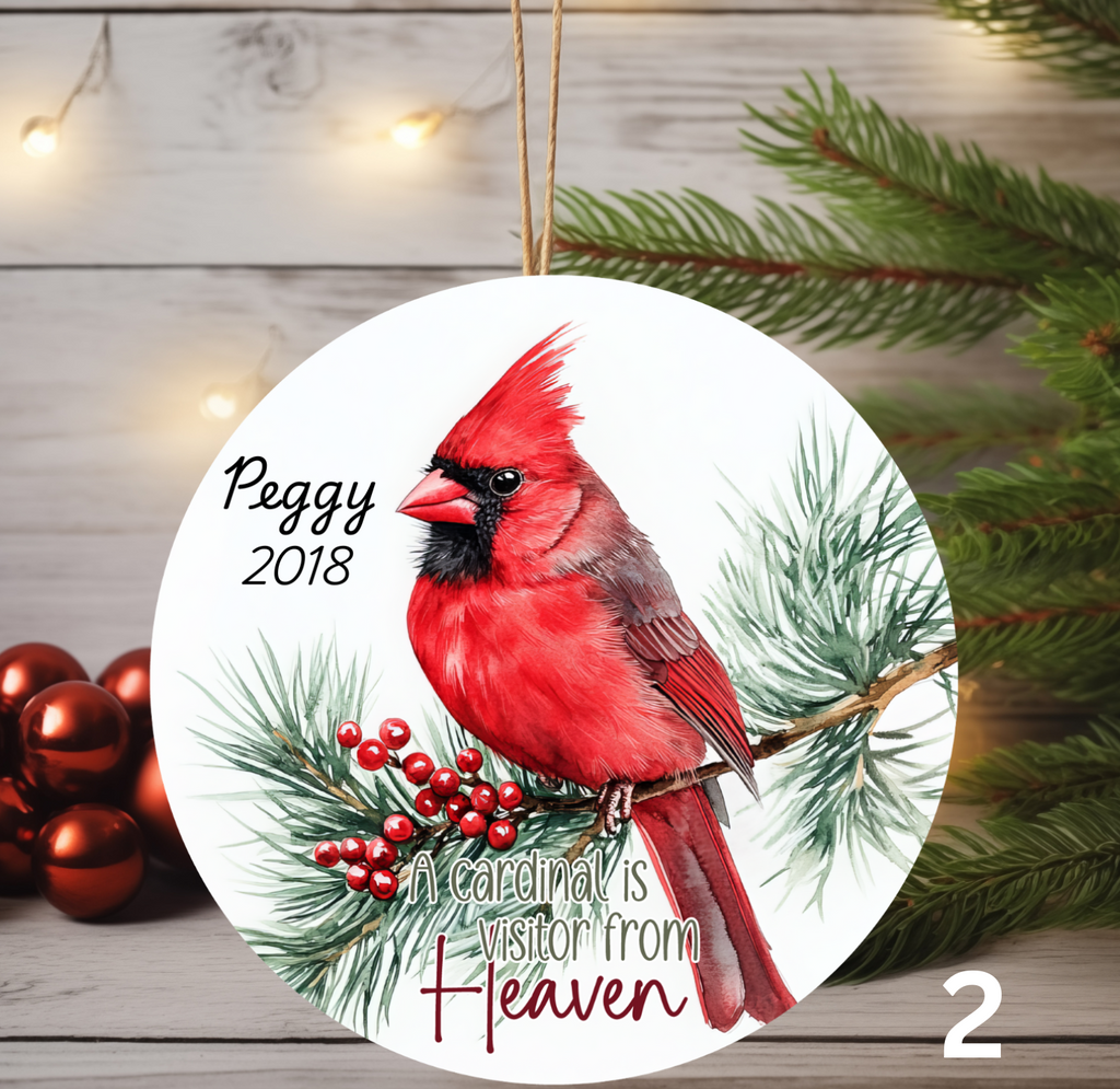 In Memory Cardinal Ornament – Personalized Remembrance Keepsake