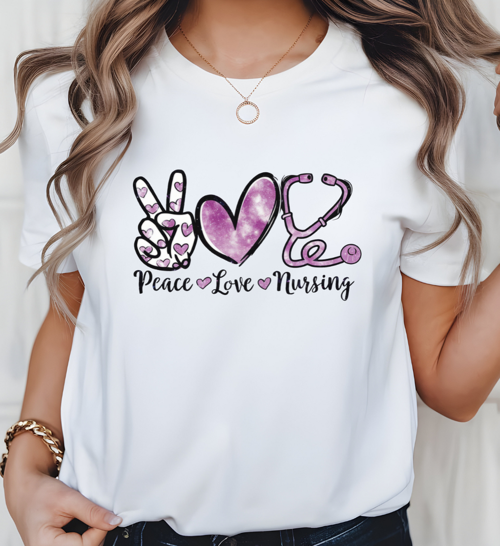 Peace Love Nursing T-Shirt | Cute Nurse Shirt | Healthcare Worker Gift | RN LPN CNA Appreciation Tee
