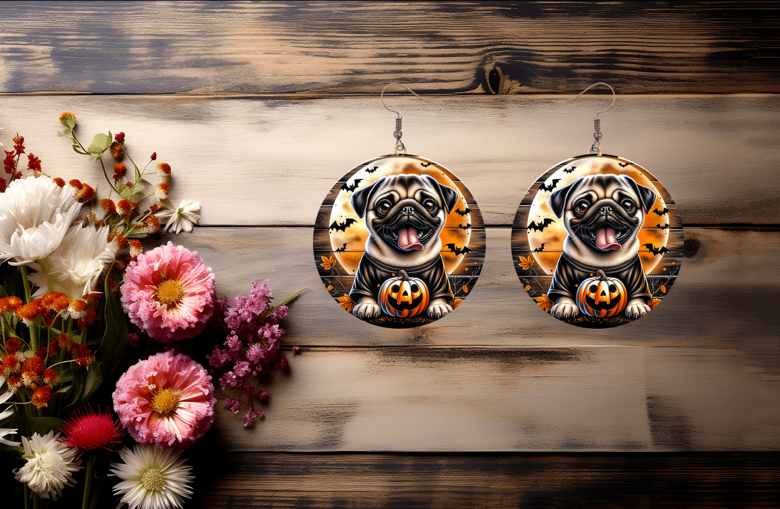 Pug Halloweent Earrings | Fun Halloween Earrings | Made to Order